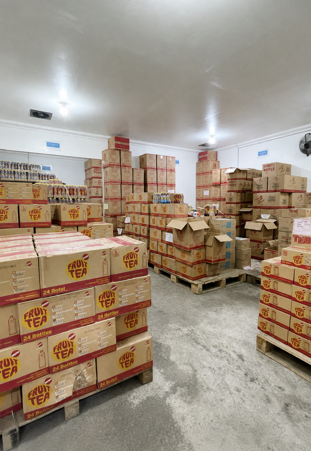 SPK warehouse with palletised FMCG inventory prepared for regional distribution